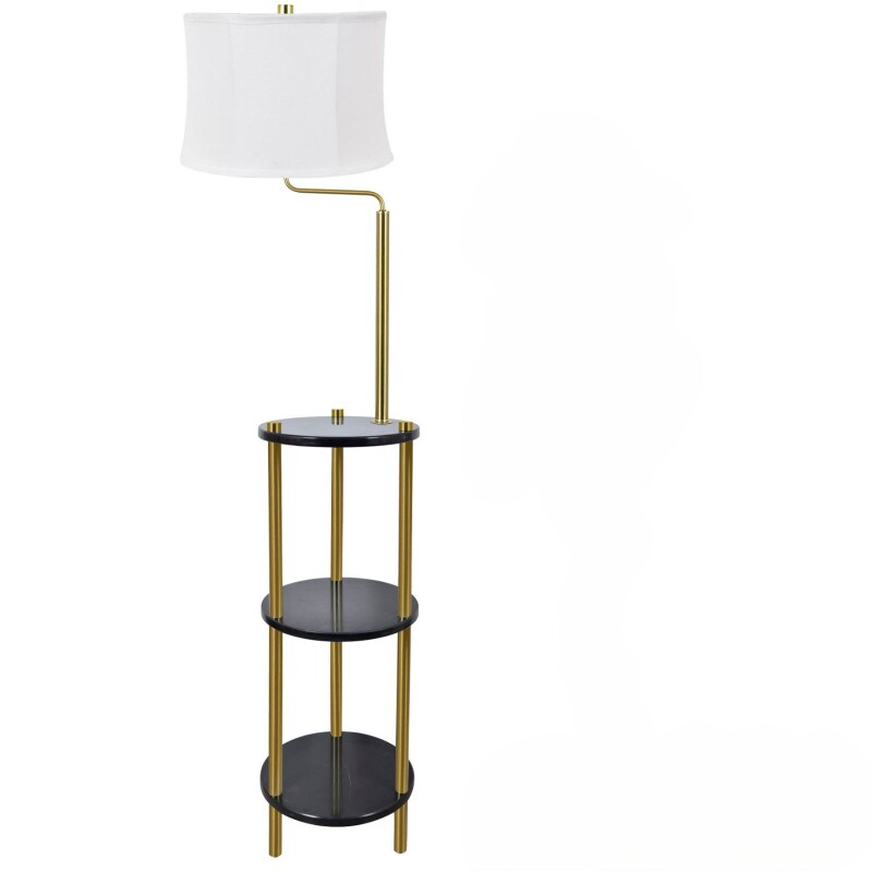 60IN THREE TIER MARBLE FLOOR LAMP W/ SHELF,1PC KD PK,1.8' AMB0076SGBKKS