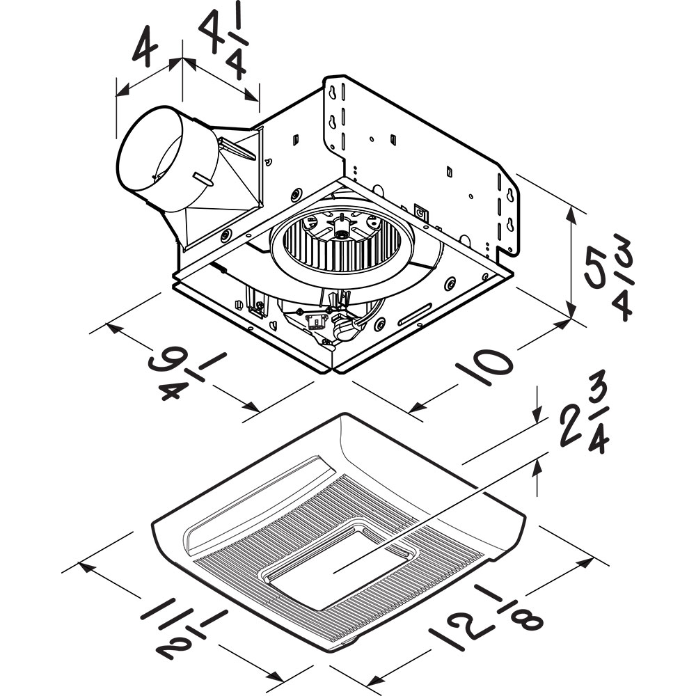 NuTone Flex Series 70 CFM 2.0 Sones Ventilation Fan Light AN70L, product image 6 of 7