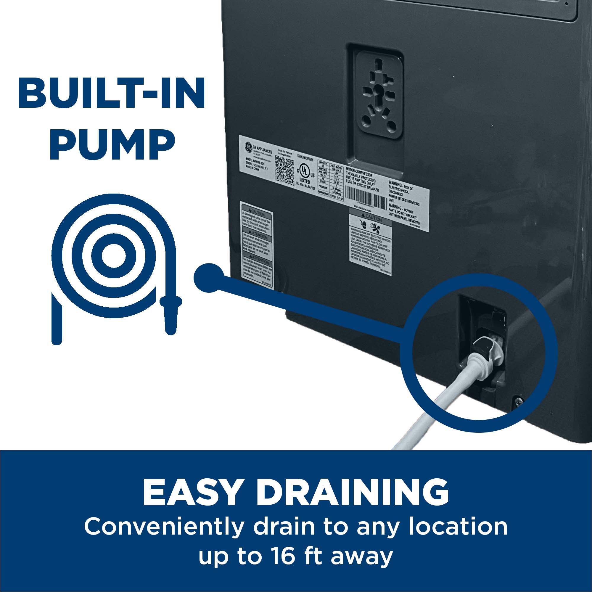 50 Pint Portable Dehumidifier with Built-in Pump for Wet Spaces view 2