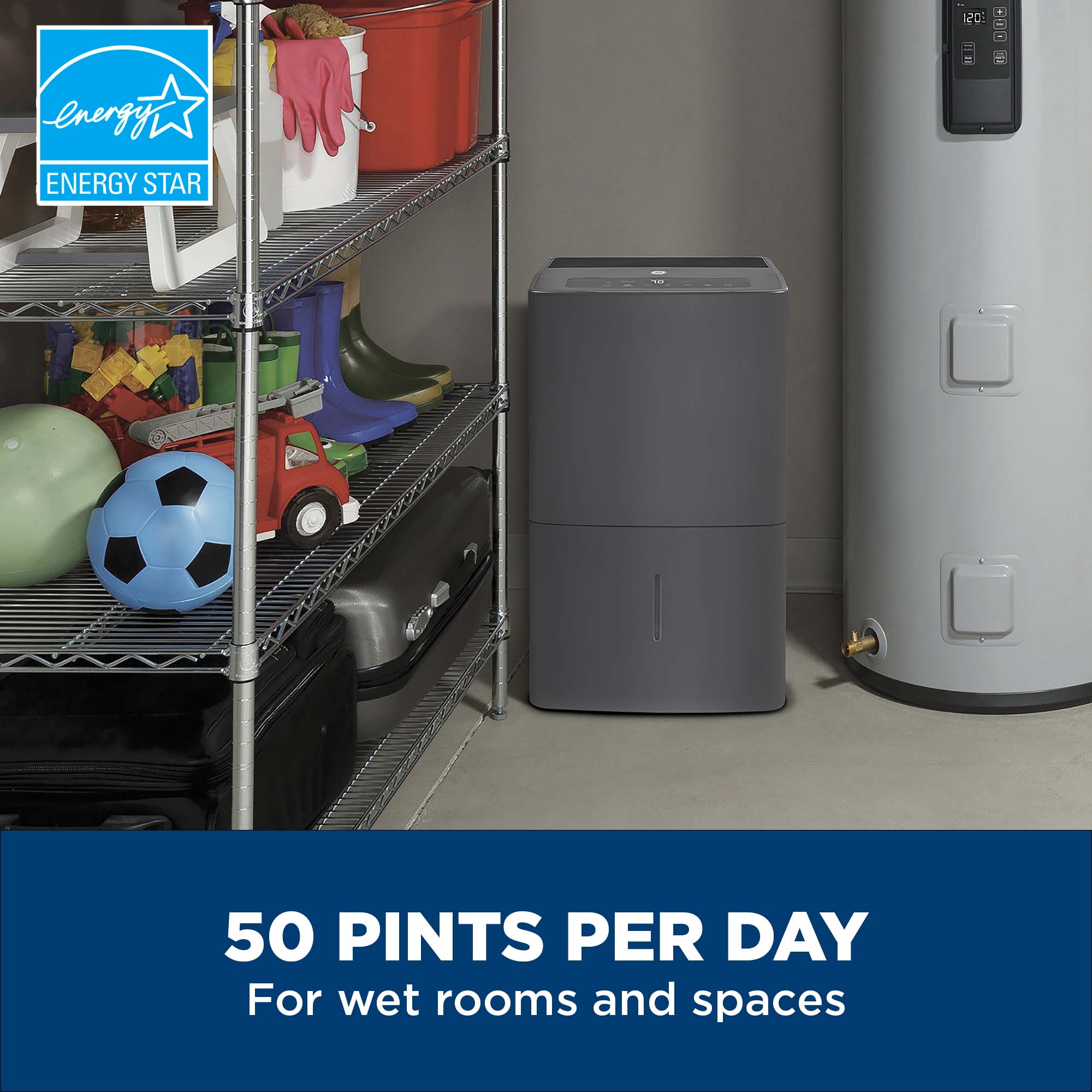 50 Pint Portable Dehumidifier with Built-in Pump for Wet Spaces view 3
