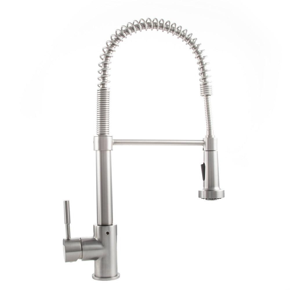 Apollo Pull Down Spring Single Handle Kitchen Faucet In Brushed Nickel APLKFBN