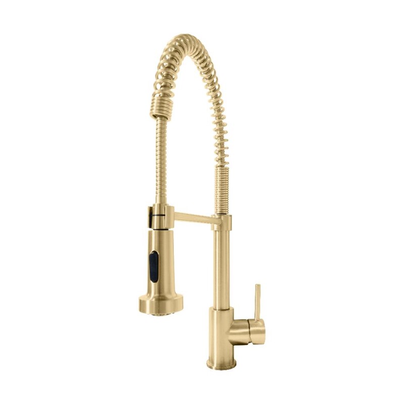 Autograph Edition Apollo Pull Down Spring Single Handle Kitchen Faucet In Champagne Bronze APLKFCB