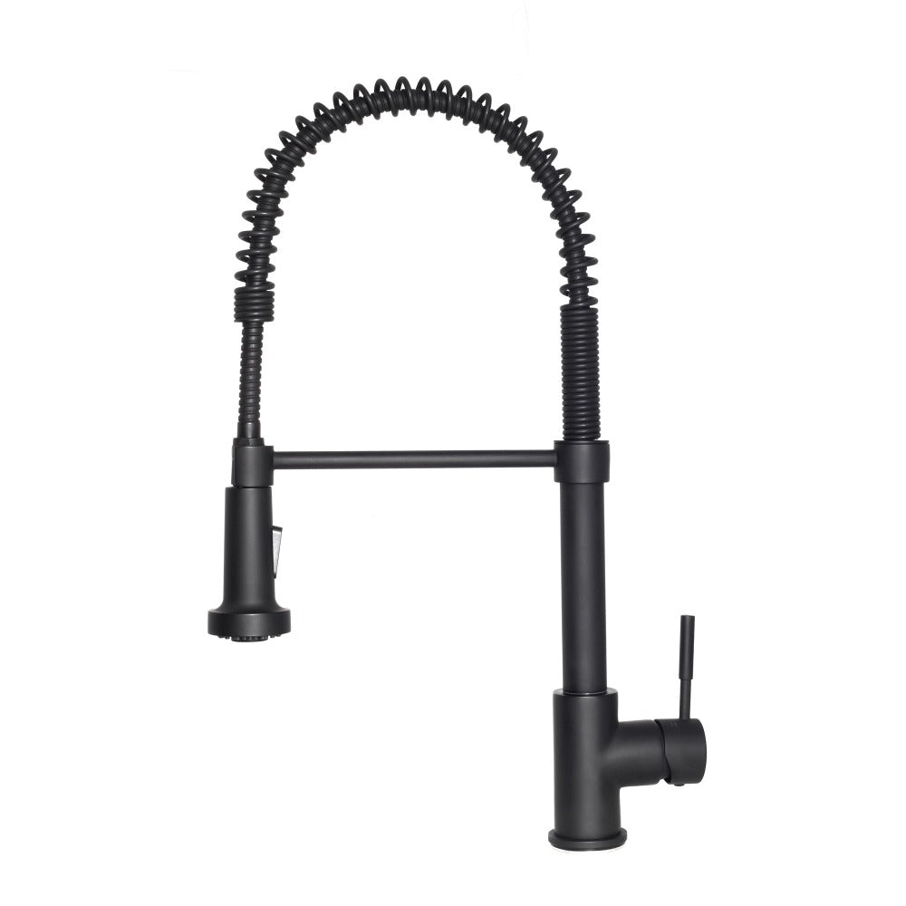 Autograph Edition Apollo Pull Down Spring Single Handle Kitchen Faucet In Matte Black APLKFMB