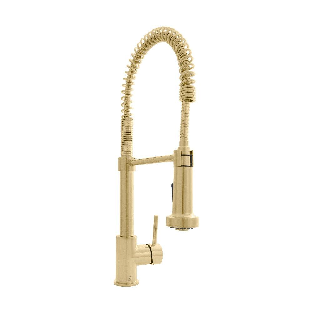 Autograph Edition Apollo Pull Down Spring Single Handle Kitchen Faucet In Polished Gold APLKFPG