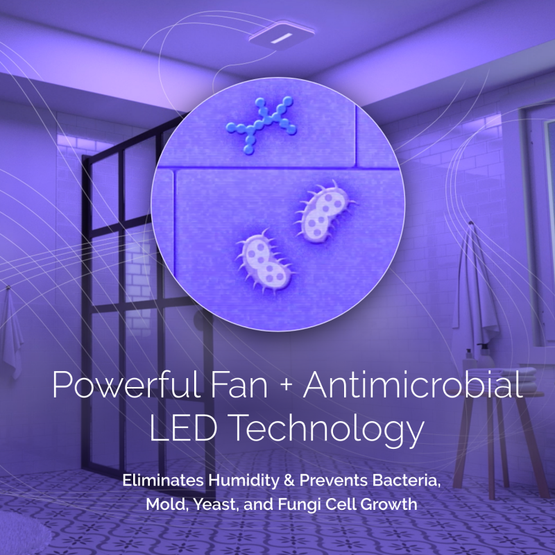 SurfaceShield Exhaust Fan w/ LED and Vyv™ Antimicrobial Virus Killing* Violet Light, 110 CFM AR110LKVV