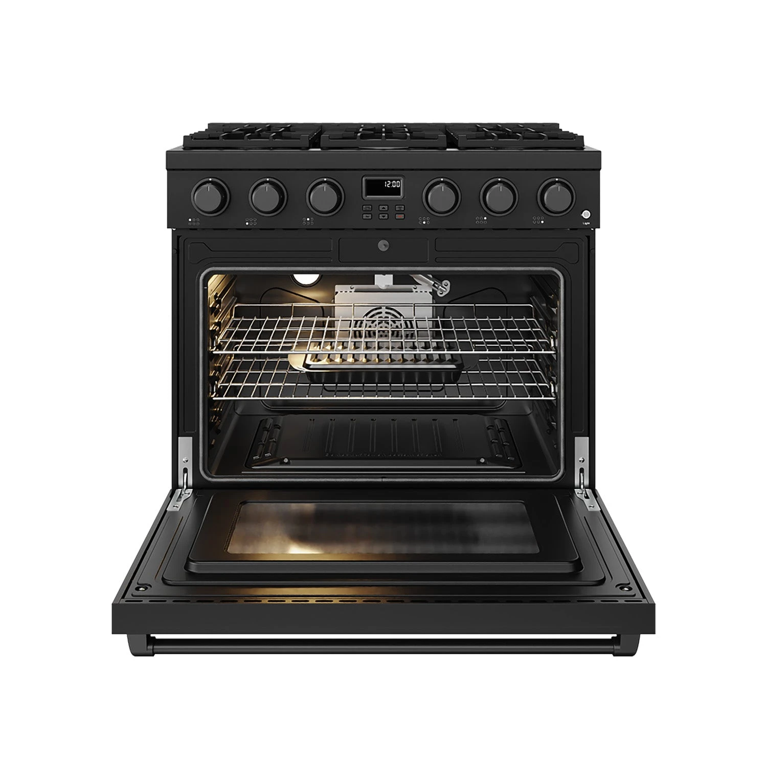 36 Inch Liquid Propane Range In Matte Black Contemporary Professional ARG36BLP