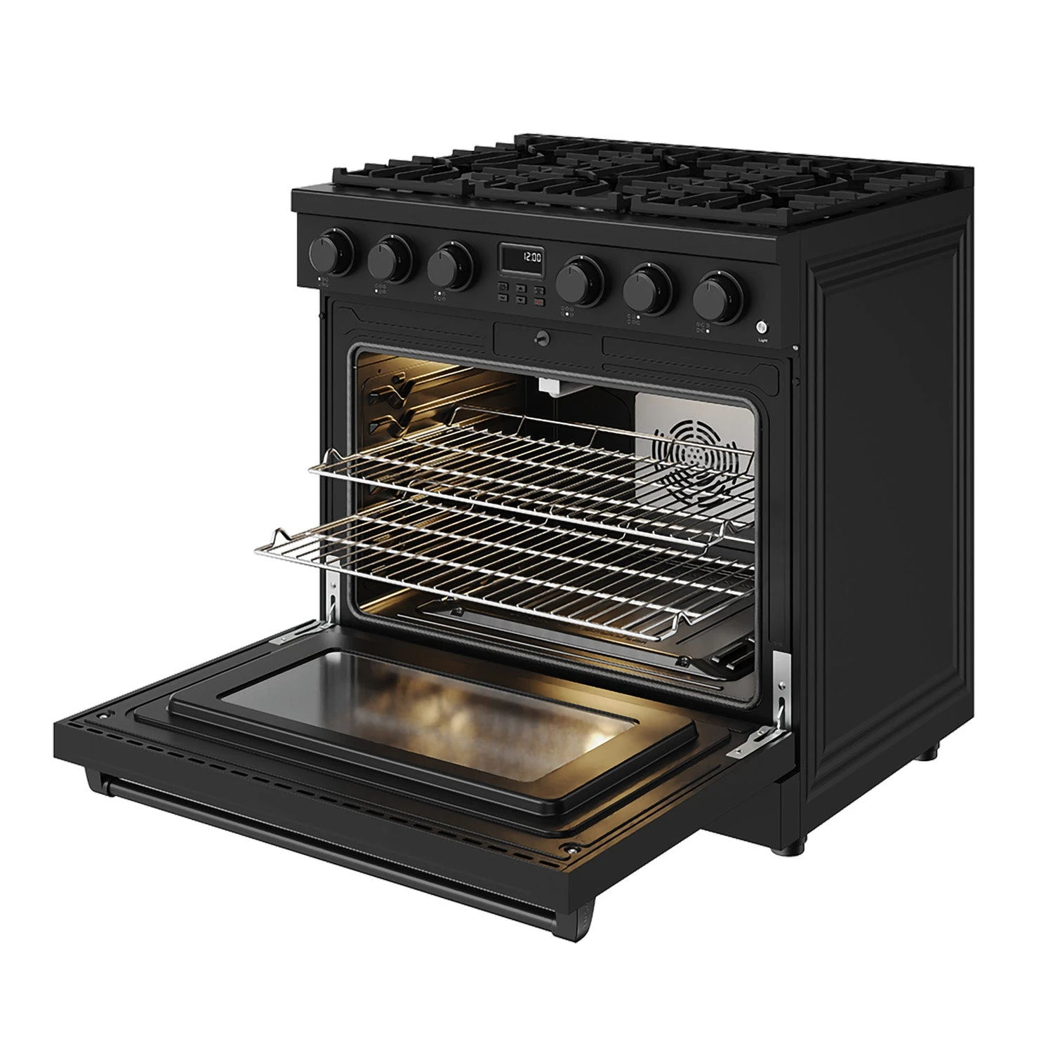 36 Inch Liquid Propane Range In Matte Black Contemporary Professional ARG36BLP