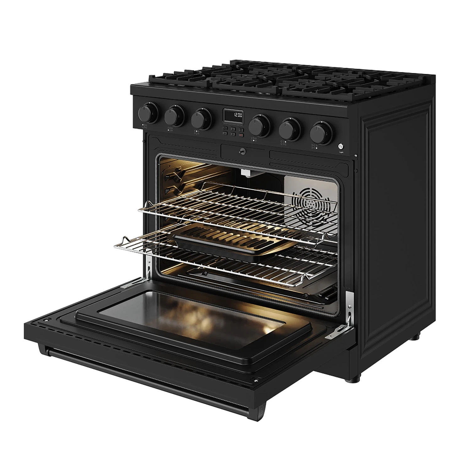 36 Inch Liquid Propane Range In Matte Black Contemporary Professional ARG36BLP