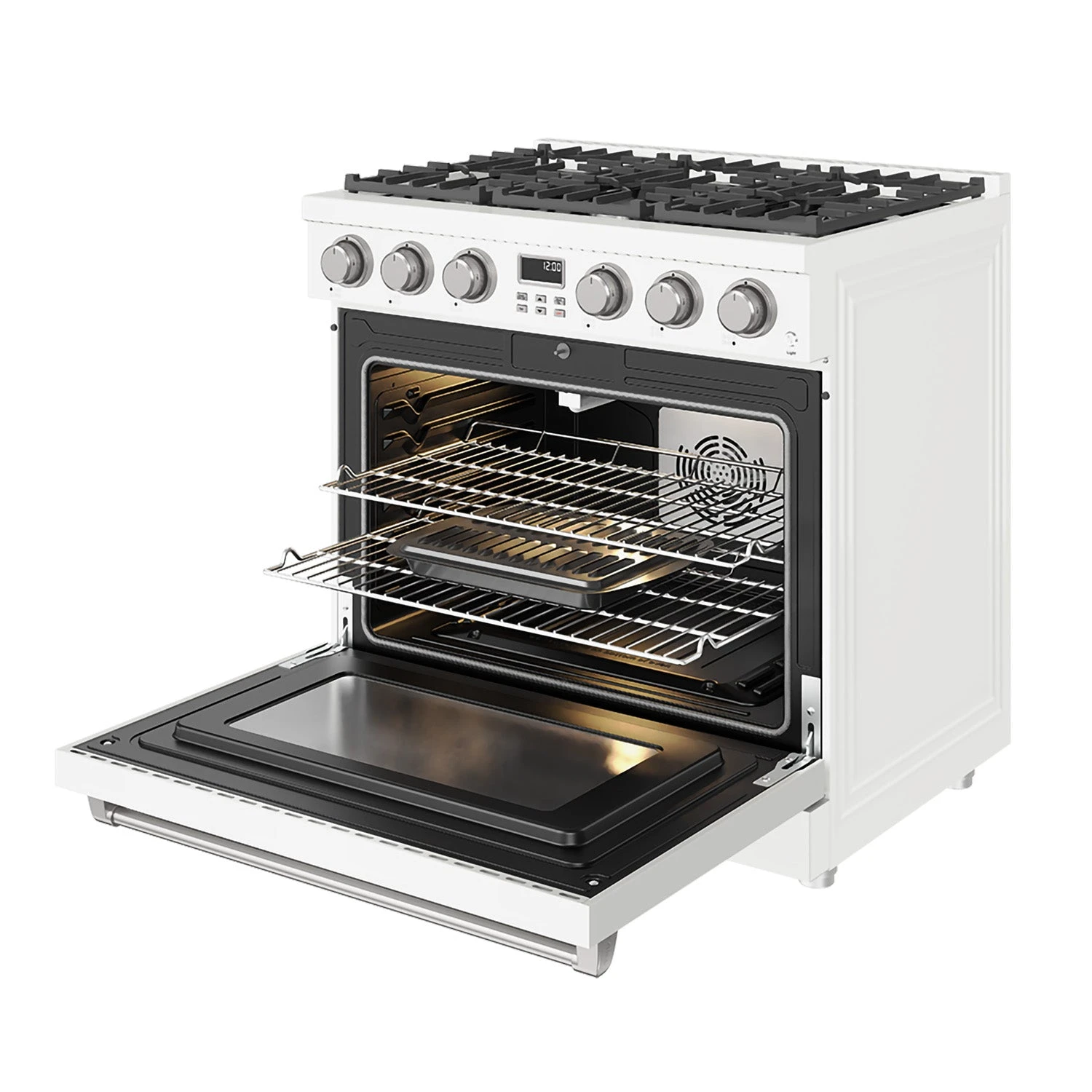 36 Inch Gas Range In White Contemporary Professional ARG36W