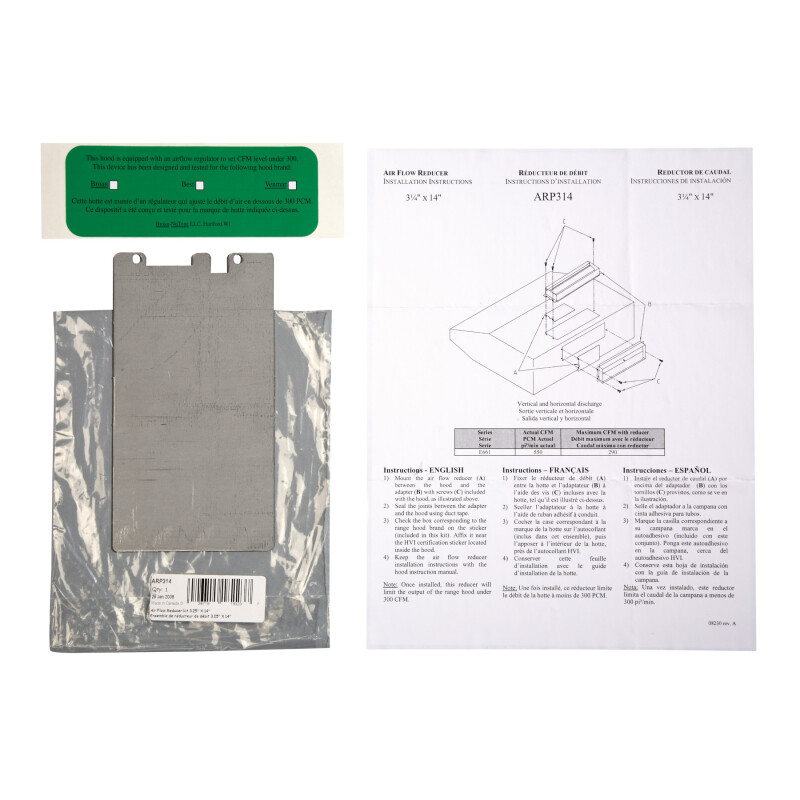 Air Flow Reducer, 3-1/4-Inch x 14-Inch (sold in a pack of 5) ARP314