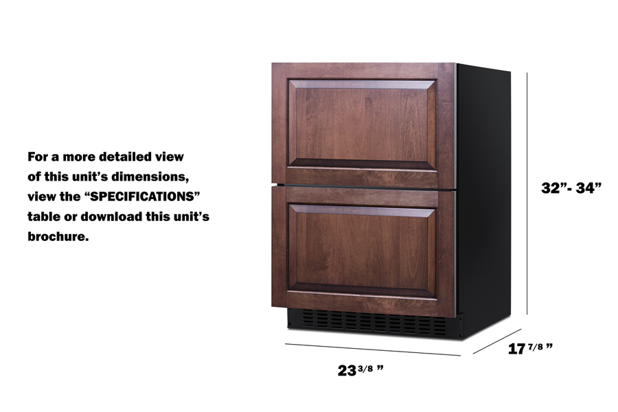 24" Wide 2-Drawer All-Refrigerator, ADA Compliant (Panels Not Included) ASDR2414PNR