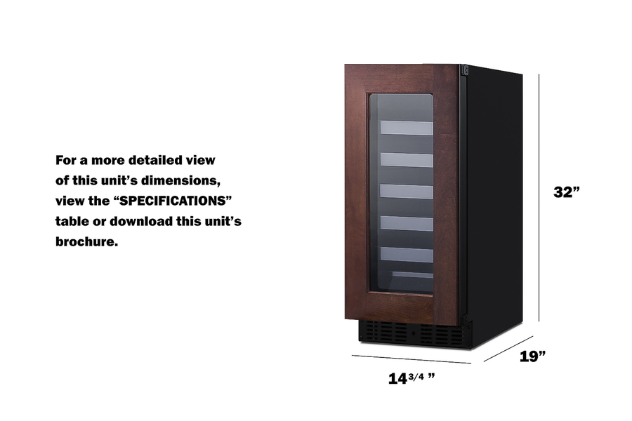 15" Wide Built-In Wine Cellar, ADA Compliant (Panel Not Included) ASDW1522PNR