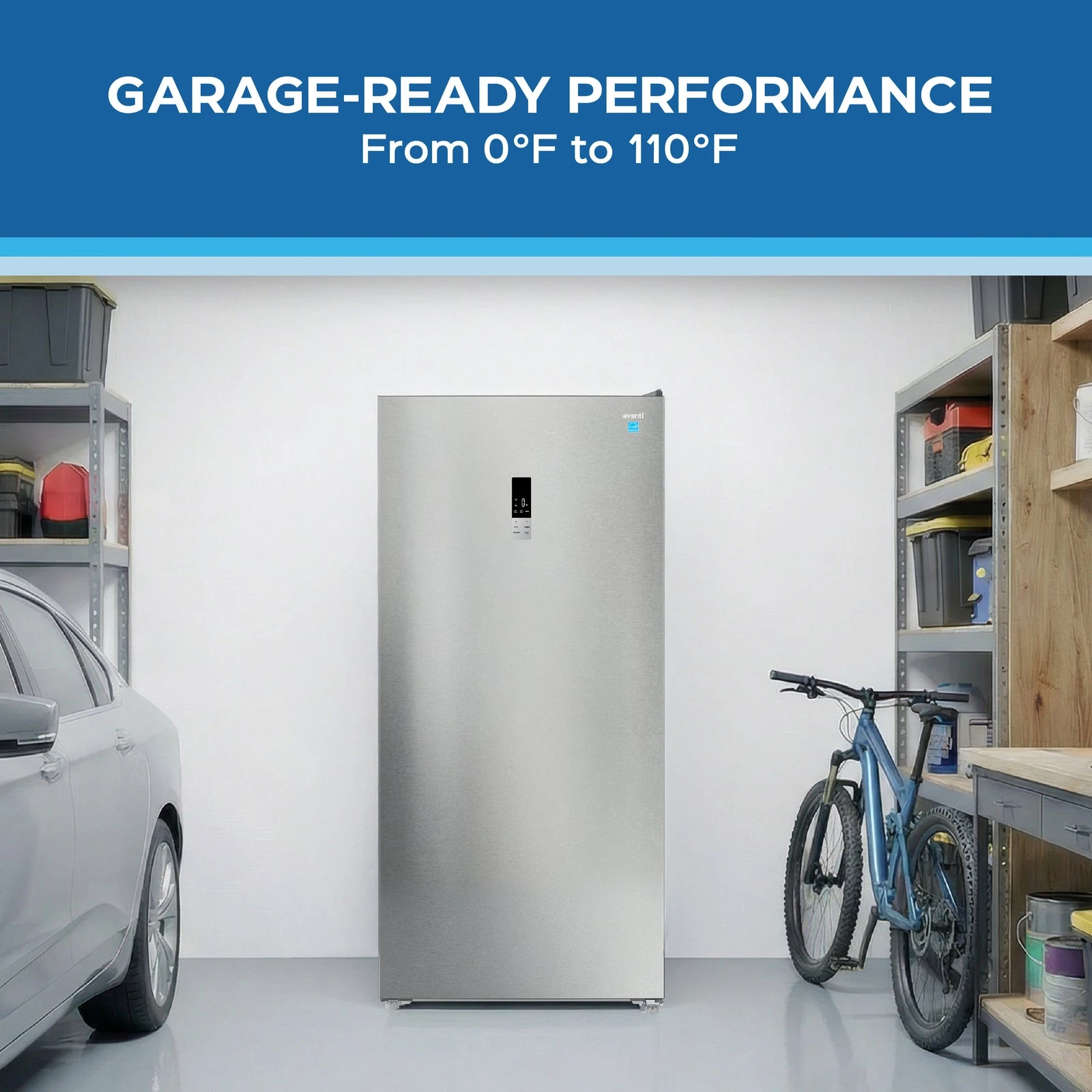 MaxxSpace Garage-Ready 17 cu. ft. Convertible Upright Freezer AV170VFLJM0SS, product image 6 of 16