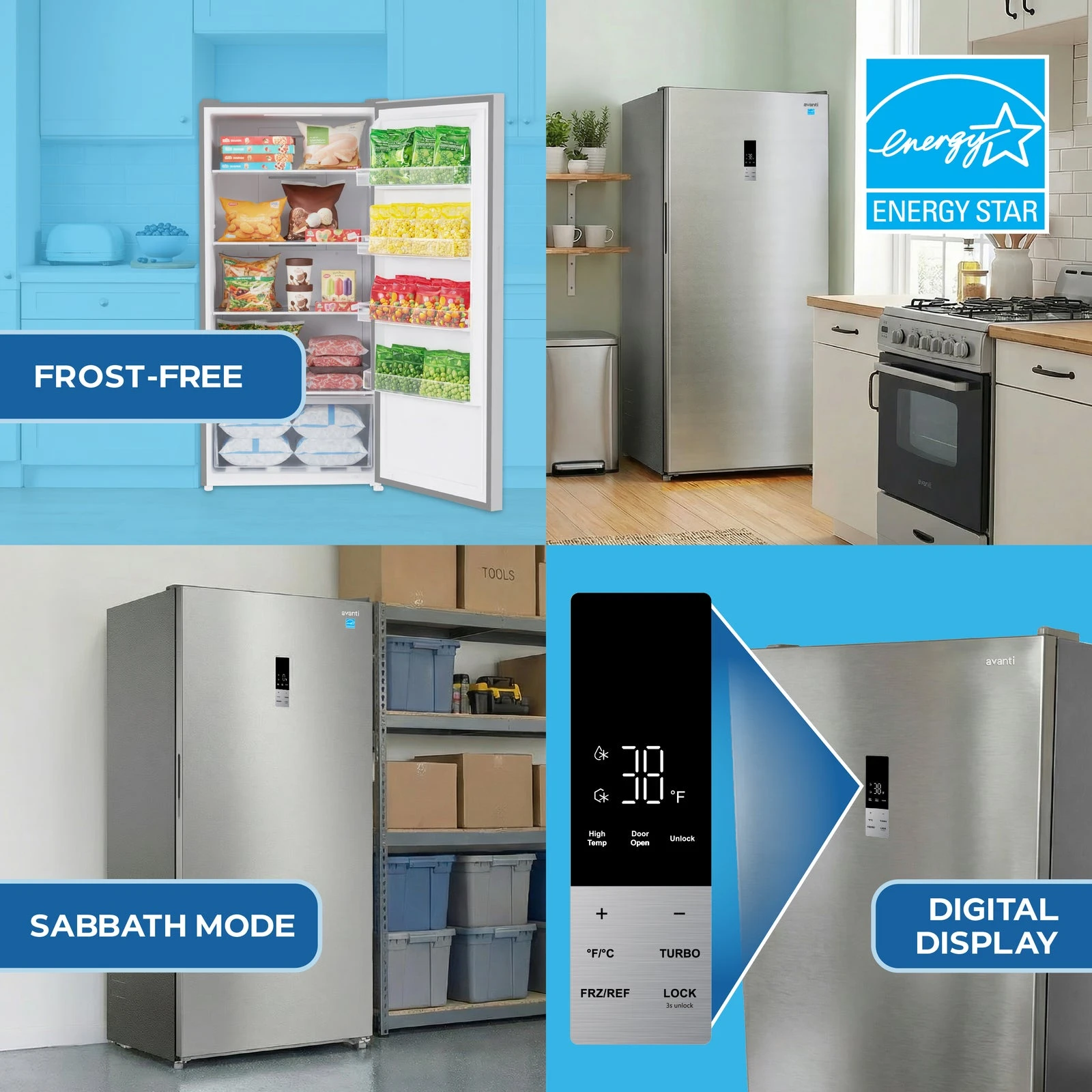 MaxxSpace Garage-Ready 17 cu. ft. Convertible Upright Freezer AV170VFLJM0SS, product image 8 of 16