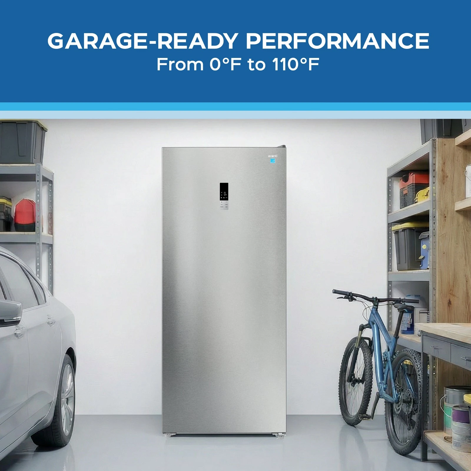 MaxxSpace Garage-Ready 21 cu. ft. Convertible Upright Freezer AV210VFLJM0SS, product image 5 of 16