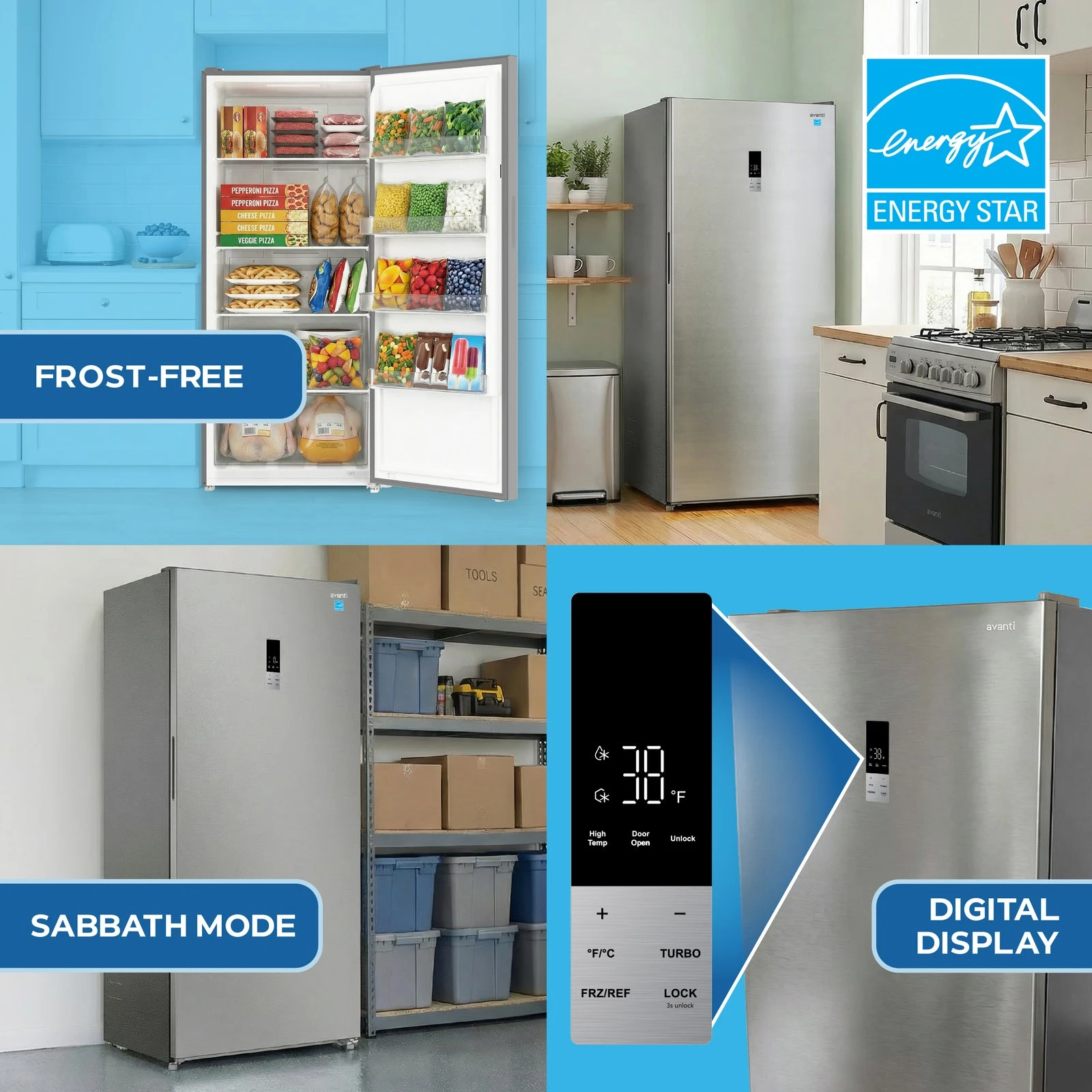 MaxxSpace Garage-Ready 21 cu. ft. Convertible Upright Freezer AV210VFLJM0SS, product image 8 of 16