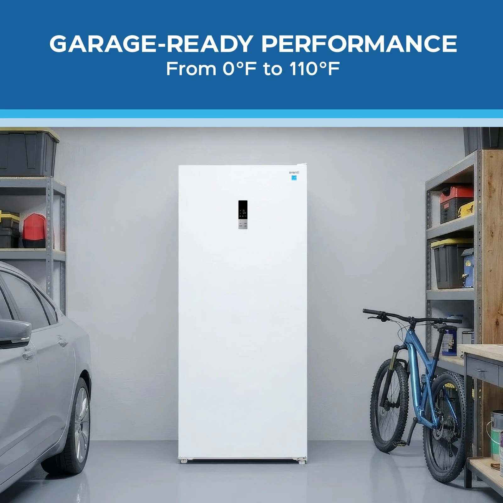 Avanti MaxxSpace Garage-Ready 21 cu. ft. Convertible Upright Freezer AV210VFLJM0W