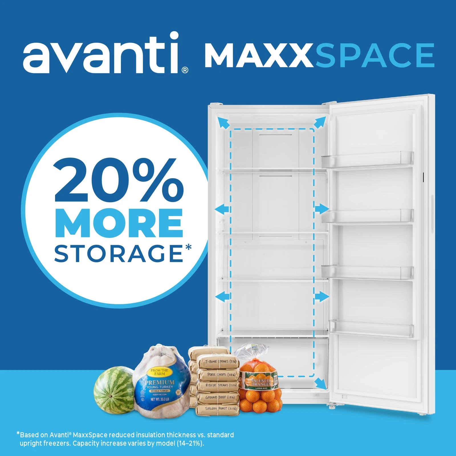 Avanti MaxxSpace Garage-Ready 21 cu. ft. Convertible Upright Freezer AV210VFLJM0W