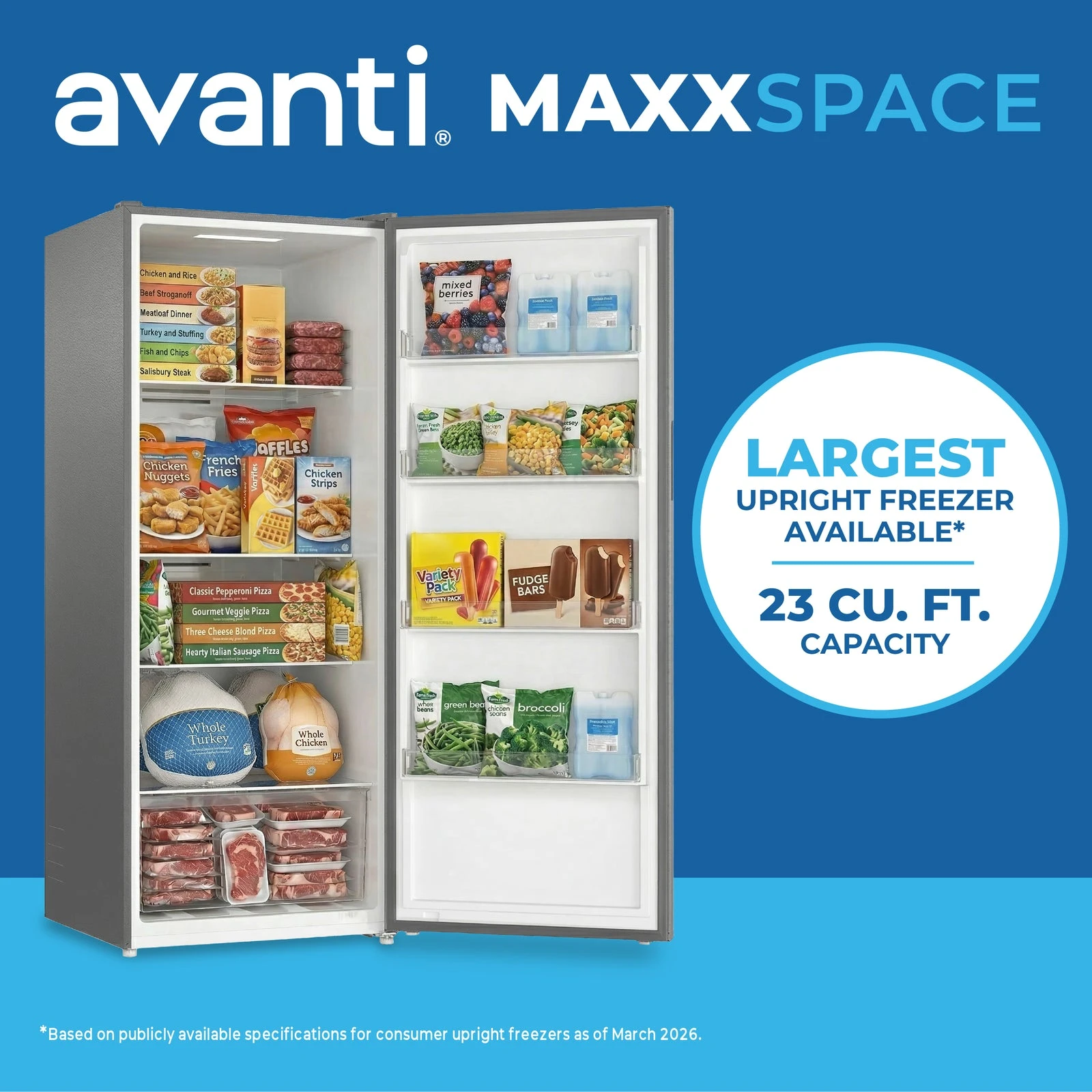MaxxSpace Garage-Ready 23 cu. ft. Convertible Upright Freezer AV230VFLJM0SS, product image 5 of 17