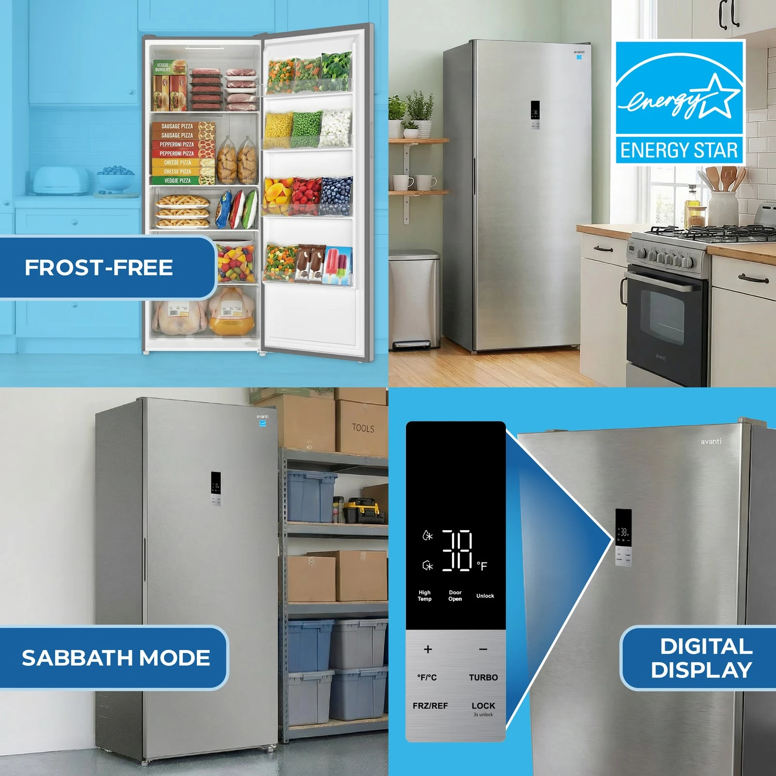MaxxSpace Garage-Ready 23 cu. ft. Convertible Upright Freezer AV230VFLJM0SS, product image 9 of 17