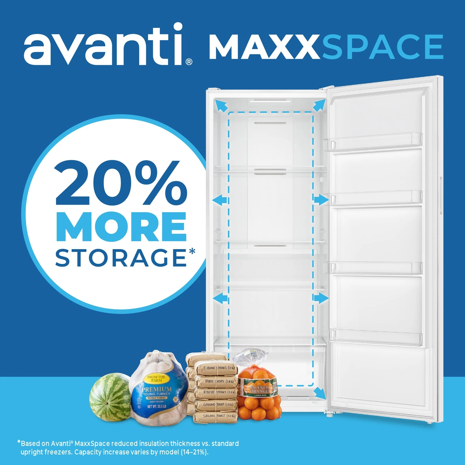 MaxxSpace Garage-Ready 23 cu. ft. Convertible Upright Freezer AV230VFLJM0W, product image 3 of 17