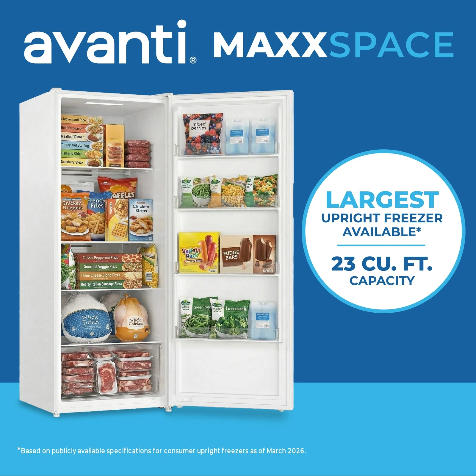 MaxxSpace Garage-Ready 23 cu. ft. Convertible Upright Freezer AV230VFLJM0W, product image 5 of 17