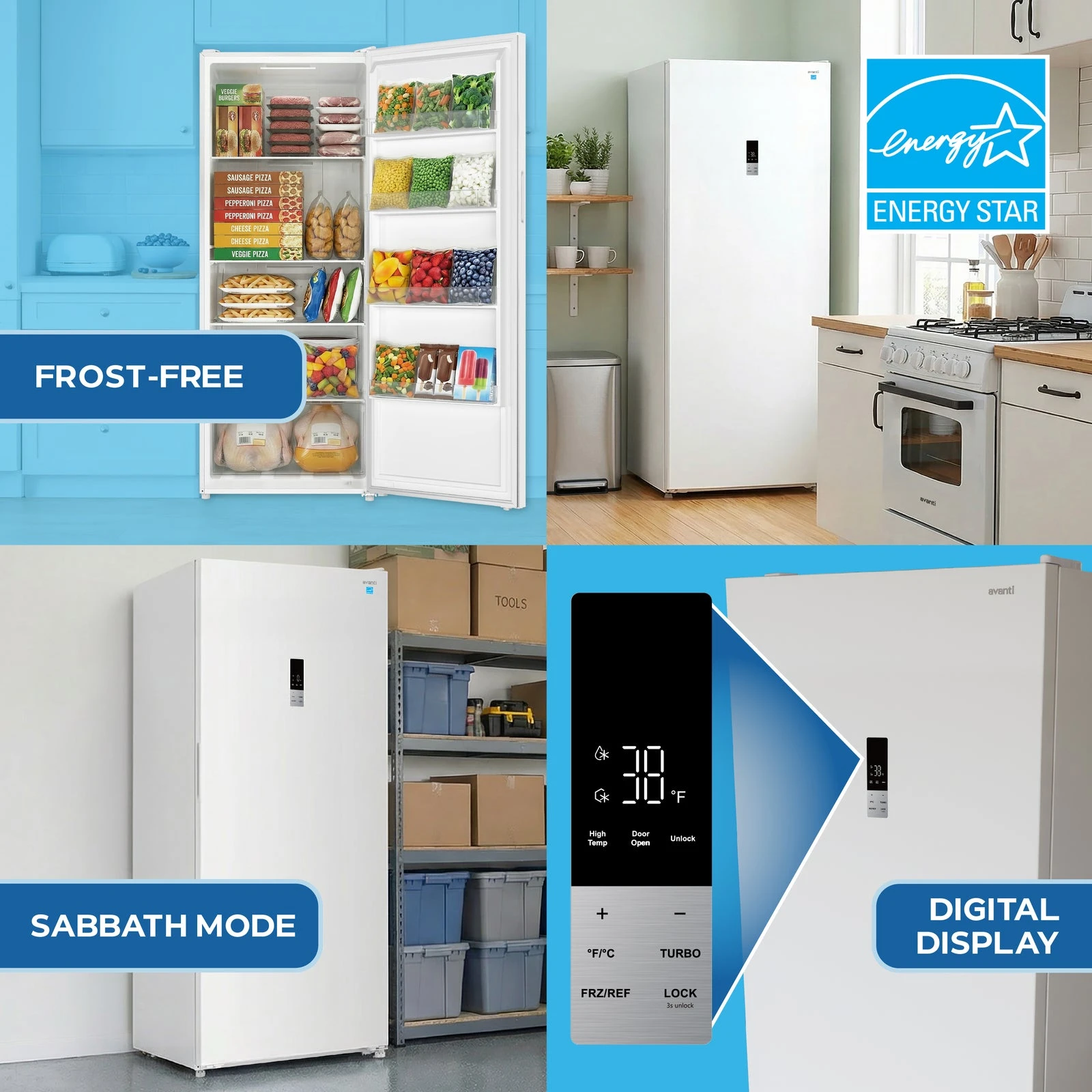 MaxxSpace Garage-Ready 23 cu. ft. Convertible Upright Freezer AV230VFLJM0W, product image 9 of 17