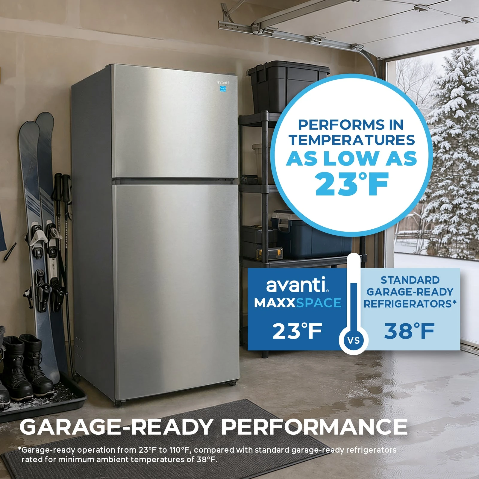 Avanti MaxxSpace Garage-Ready 21 cu. ft. Refrigerator AVFF21DLJM0SS