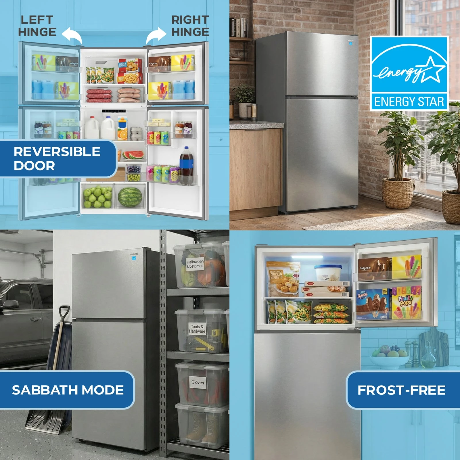 Avanti MaxxSpace Garage-Ready 21 cu. ft. Refrigerator AVFF21DLJM0SS