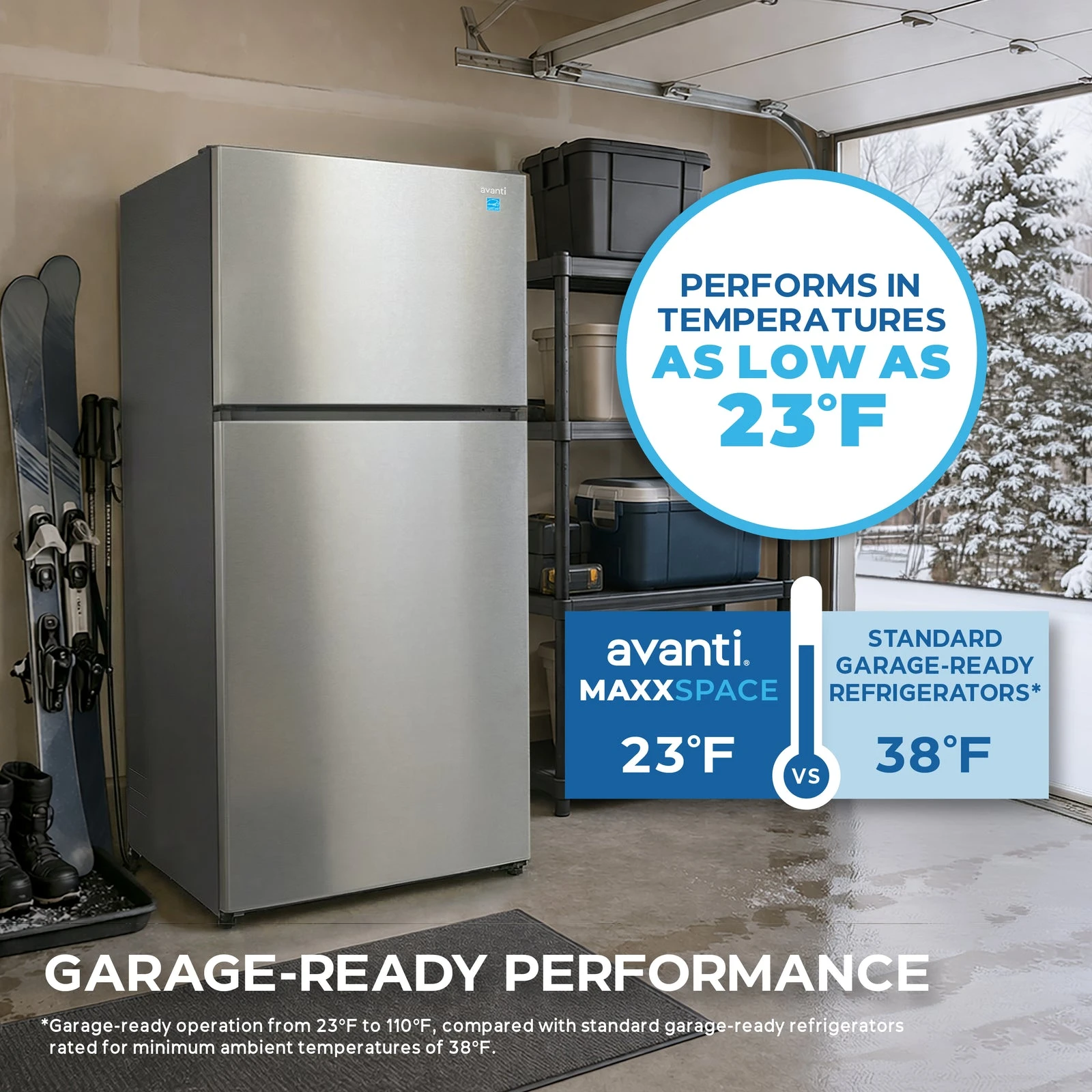 Avanti MaxxSpace Garage-Ready 24 cu. ft. Refrigerator AVFF24DLJM0SS