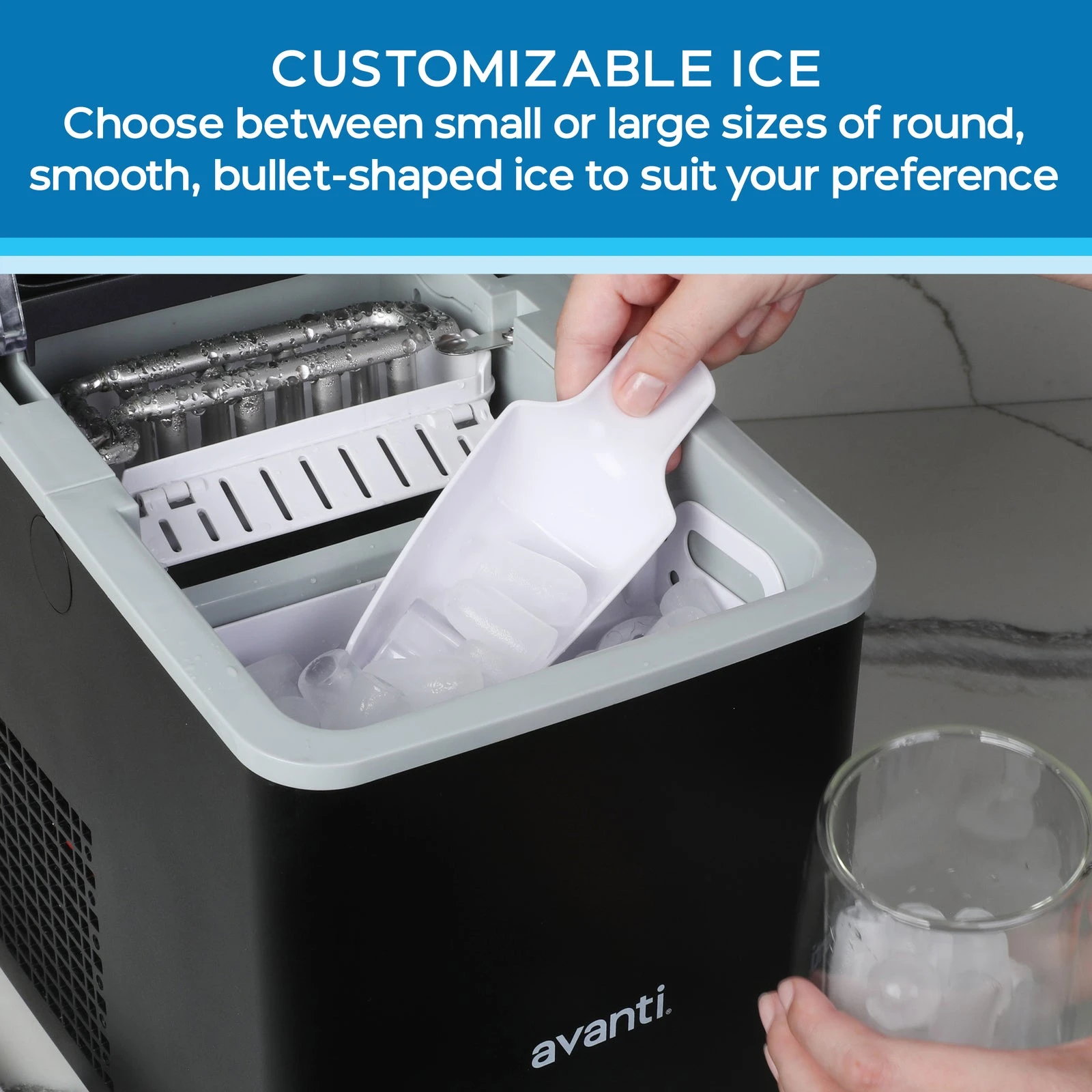 Mighty Ice Countertop Bullet Ice Maker AVIM2625IBK