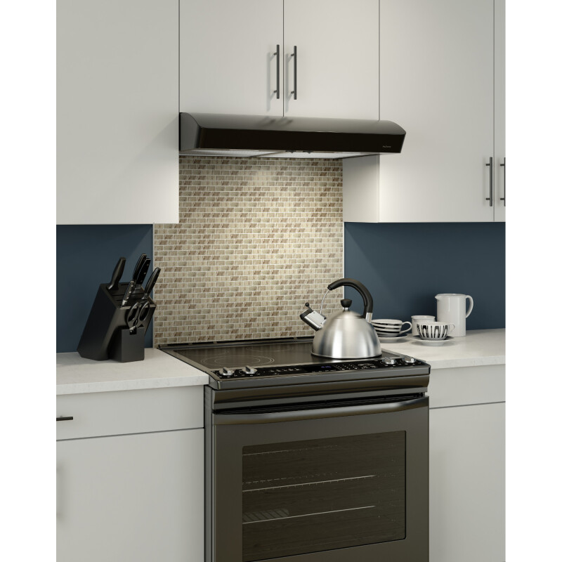 NuTone Mantra 30-Inch 375 MAX Blower CFM 1.5 Sones Range Hood AVSF130BL