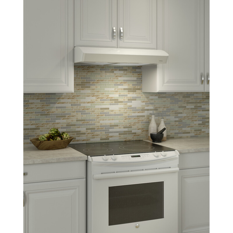 NuTone Mantra 30-Inch 375 MAX Blower CFM 1.5 Sones Range Hood AVSF130WW