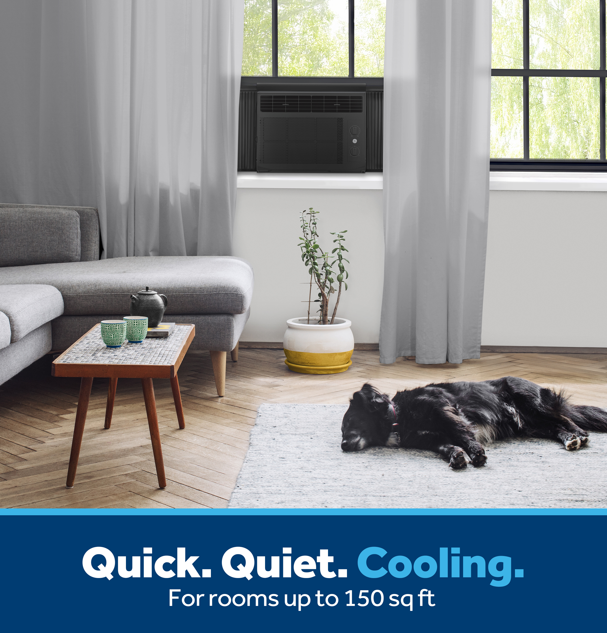 5,000 BTU Mechanical Window Air Conditioner for Small Rooms up to 150 sq ft., Black AWAS05BBA