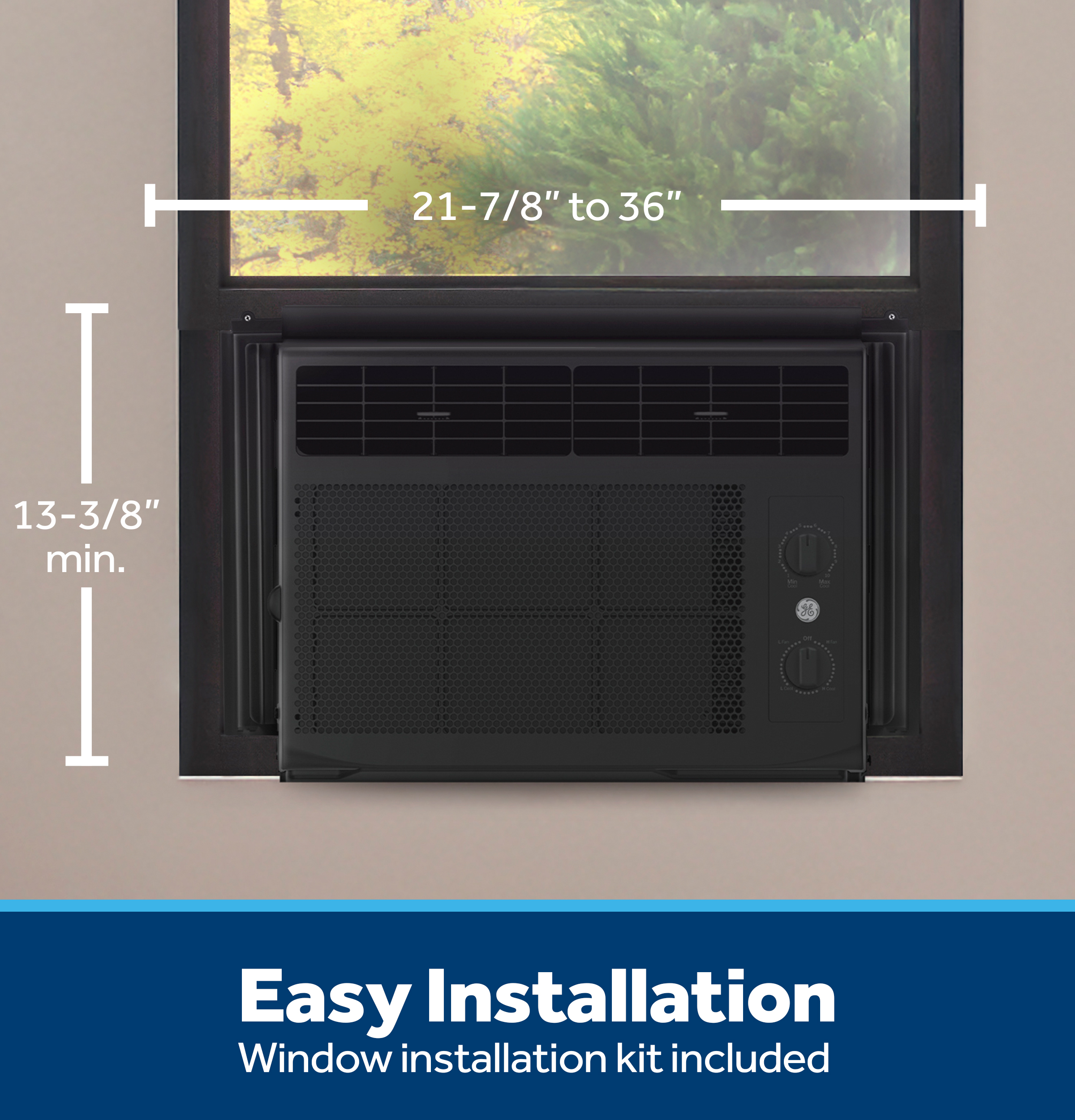 5,000 BTU Mechanical Window Air Conditioner for Small Rooms up to 150 sq ft., Black AWAS05BBA