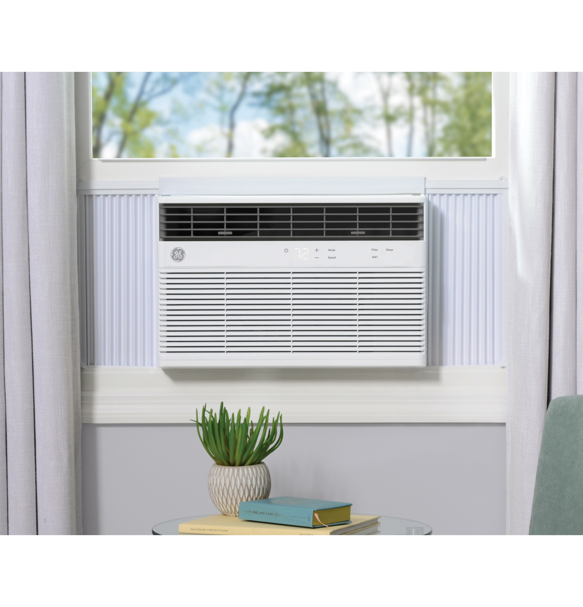 GE® 24,000 BTU Smart Electronic Window Air Conditioner for Extra-Large Rooms up to 1,500 sq. ft. AWCS24WWL