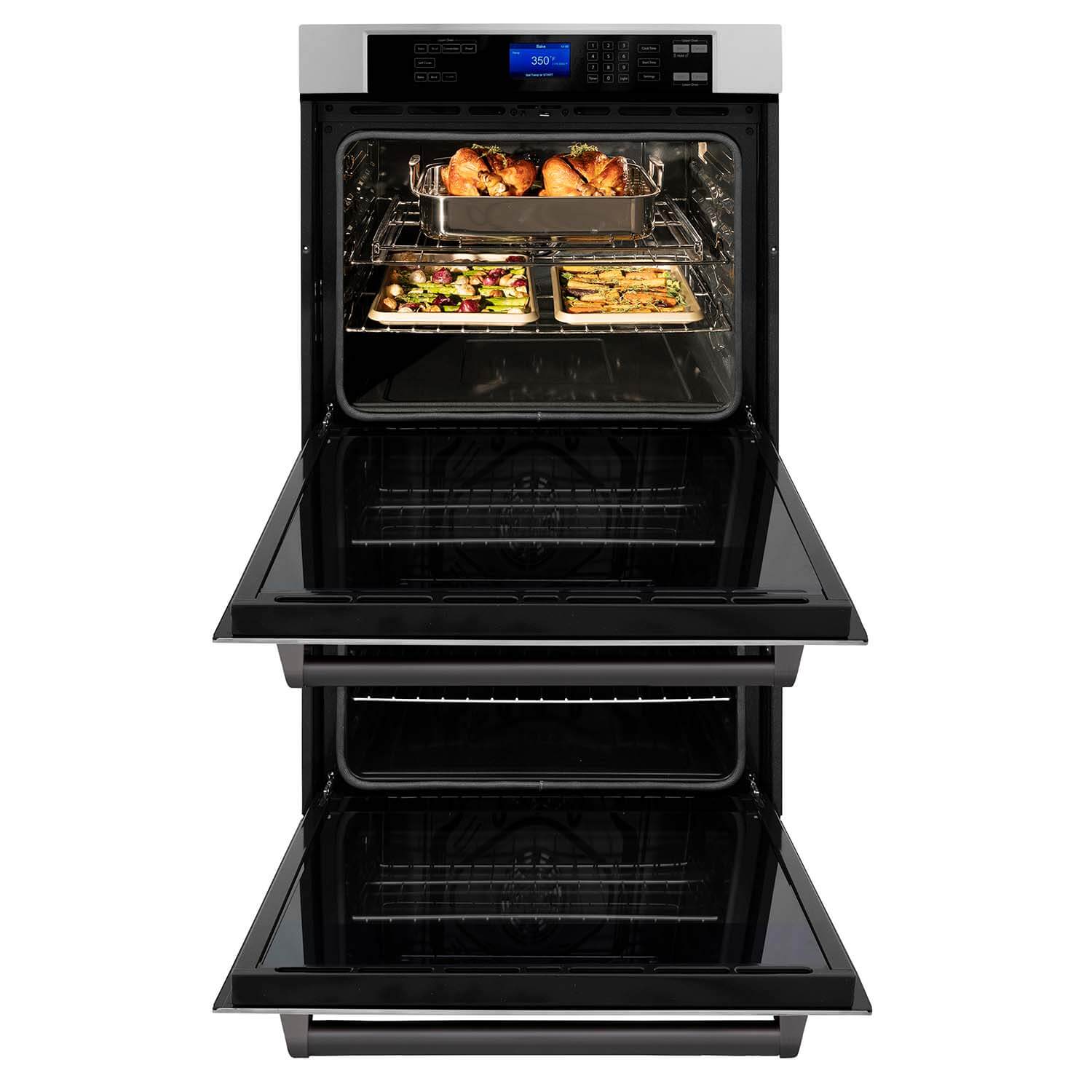 30" Autograph Edition Double Wall Oven with Self Clean and True Convection and Matte Black AWDZ30MB