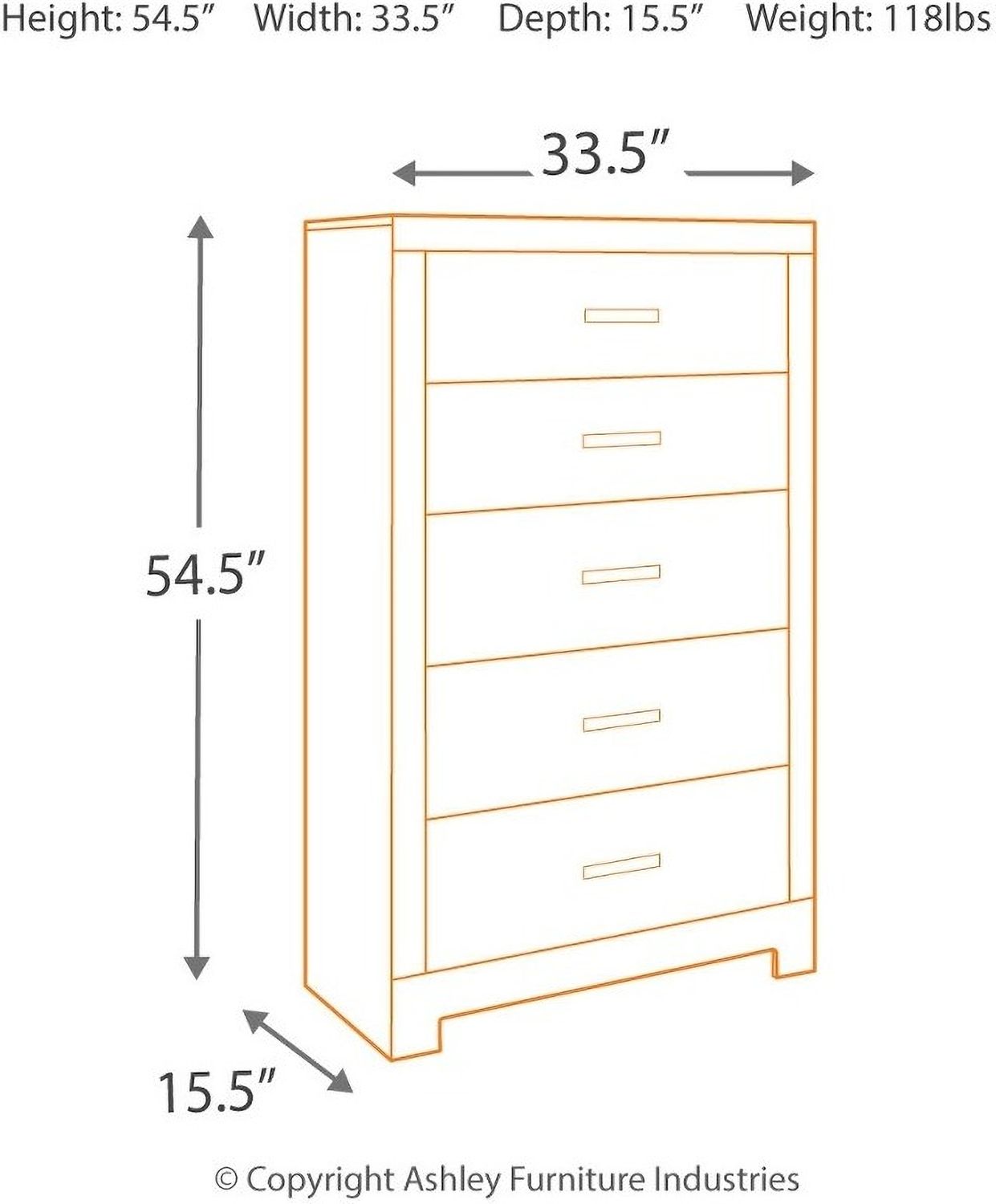 Culverbach Gray 5 Drawer Chest B07046