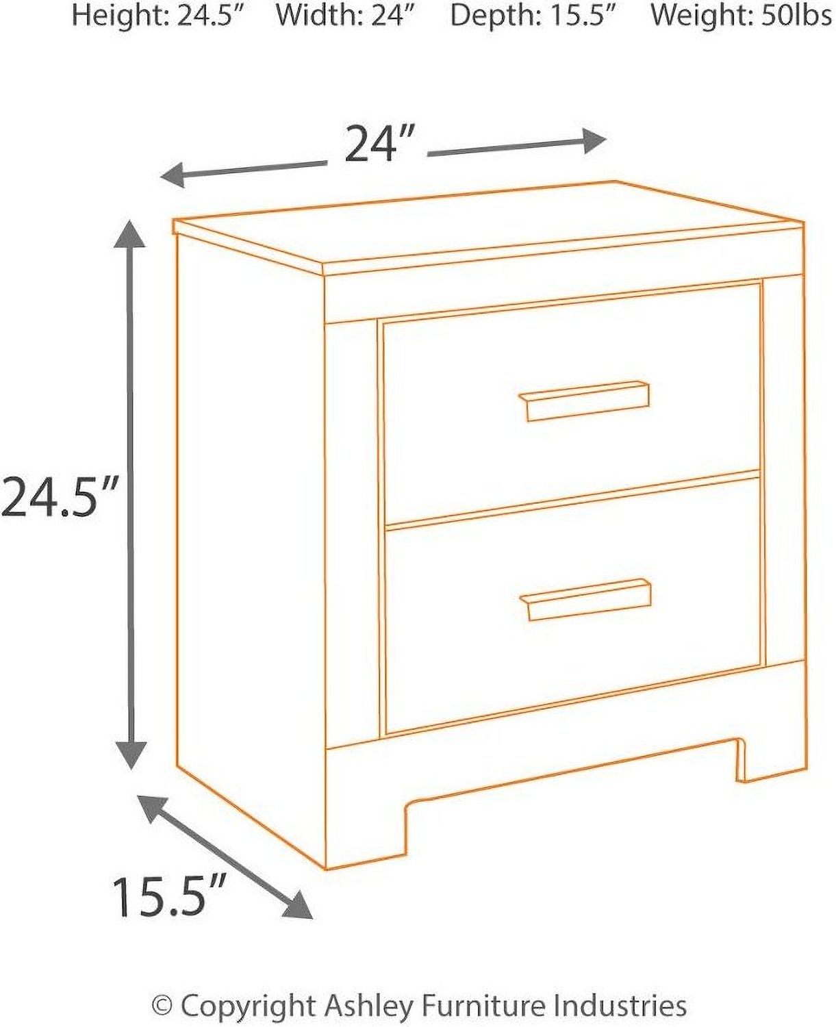 Culverbach Gray 2 Drawer Nightstand B07092