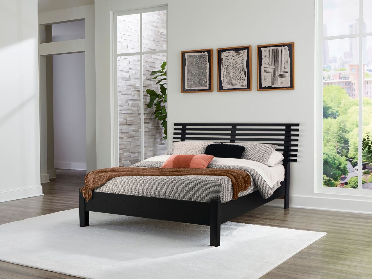 Danziar Black Queen Slat Headboard Only B1013157