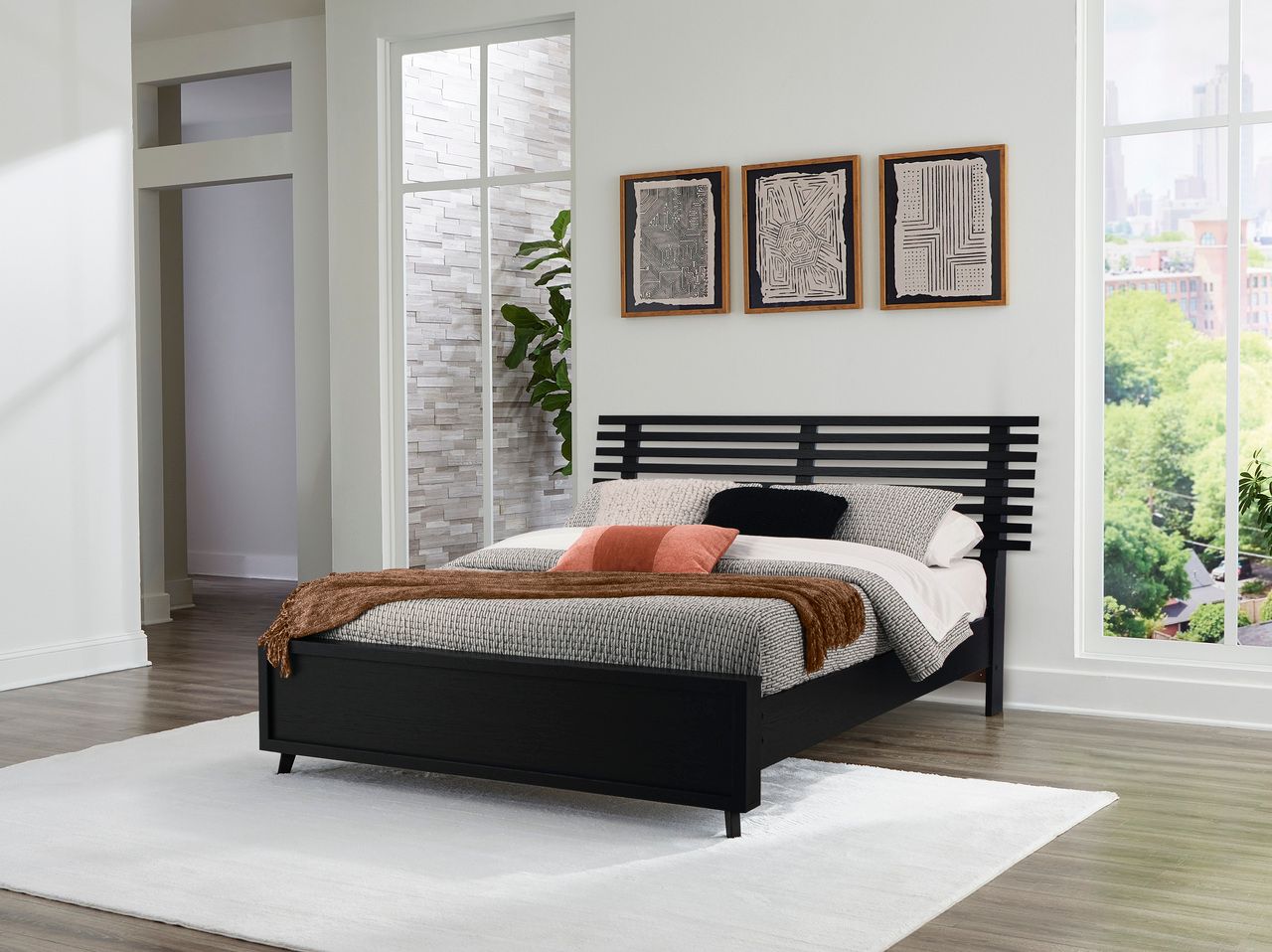 Danziar Black Queen Slat Headboard Only B1013157