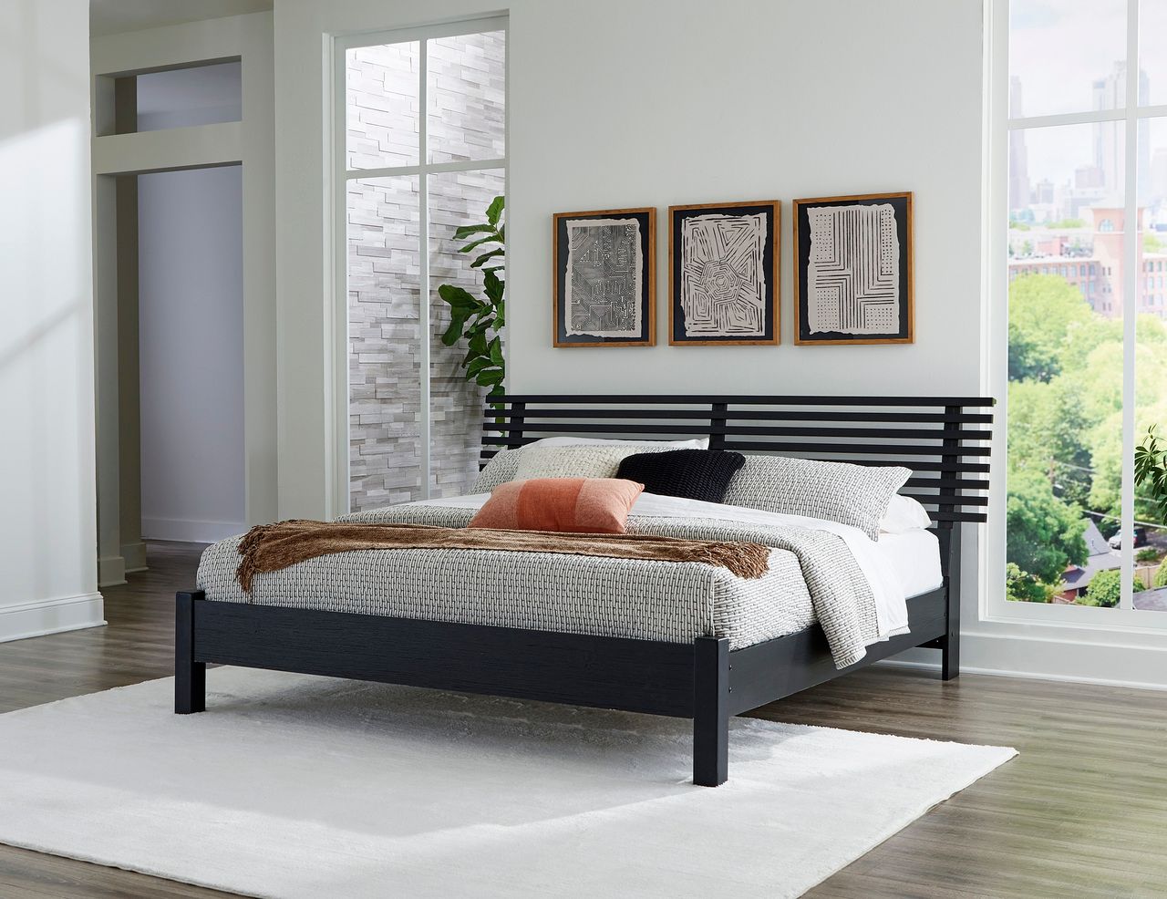 Danziar Black King Slat Headboard Only B1013158