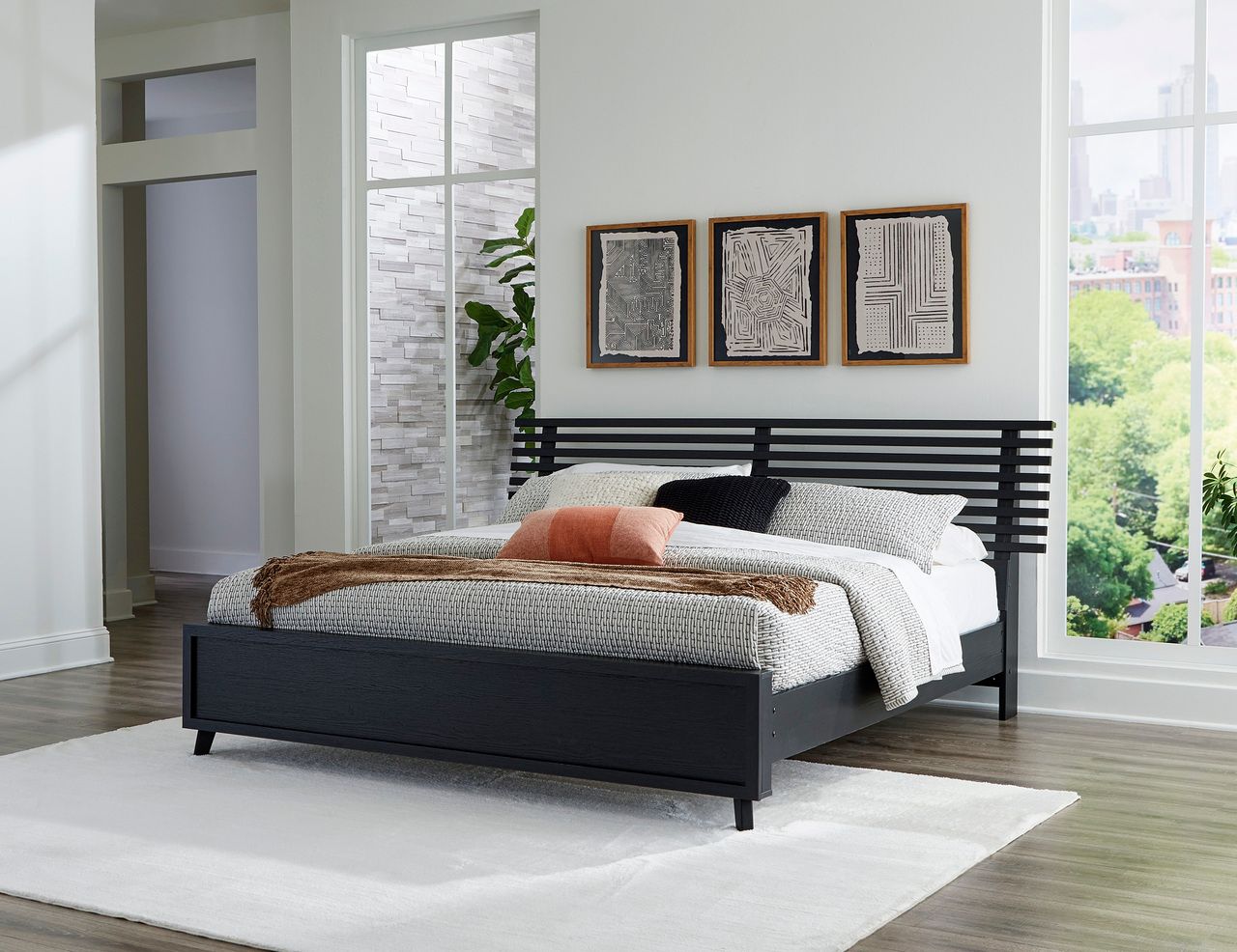 Danziar Black King Slat Headboard Only B1013158