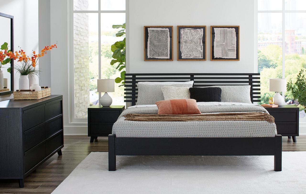 Danziar Black King Slat Headboard Only B1013158