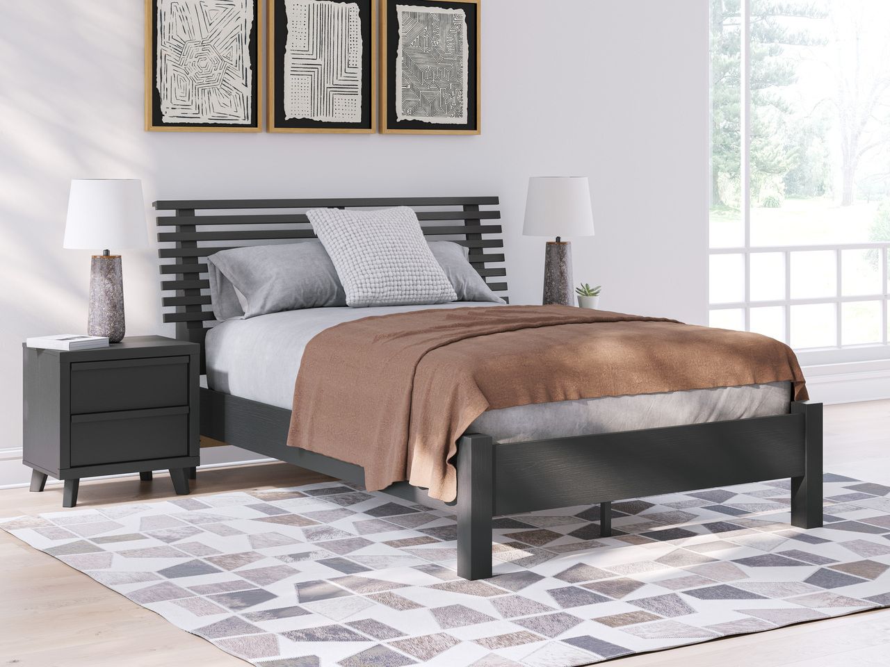 Danziar Full Slat Headboard In Black B1013187