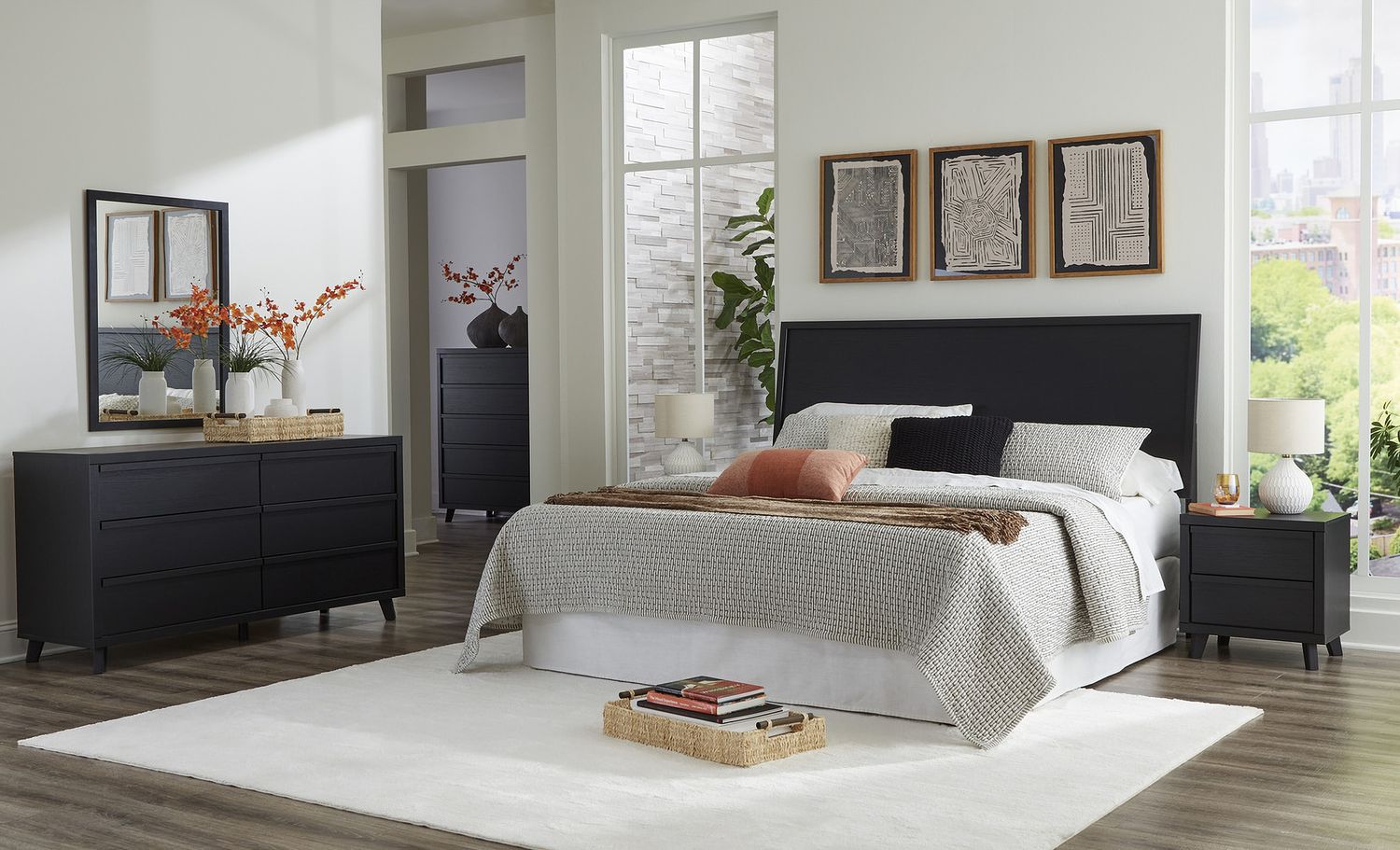 Danziar Black Six Drawer Dresser B1013231