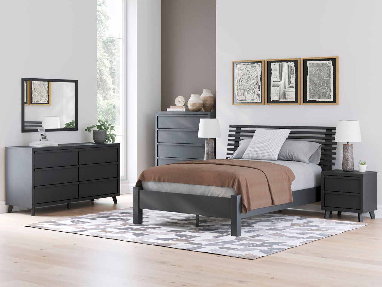 Danziar Black Six Drawer Dresser B1013231