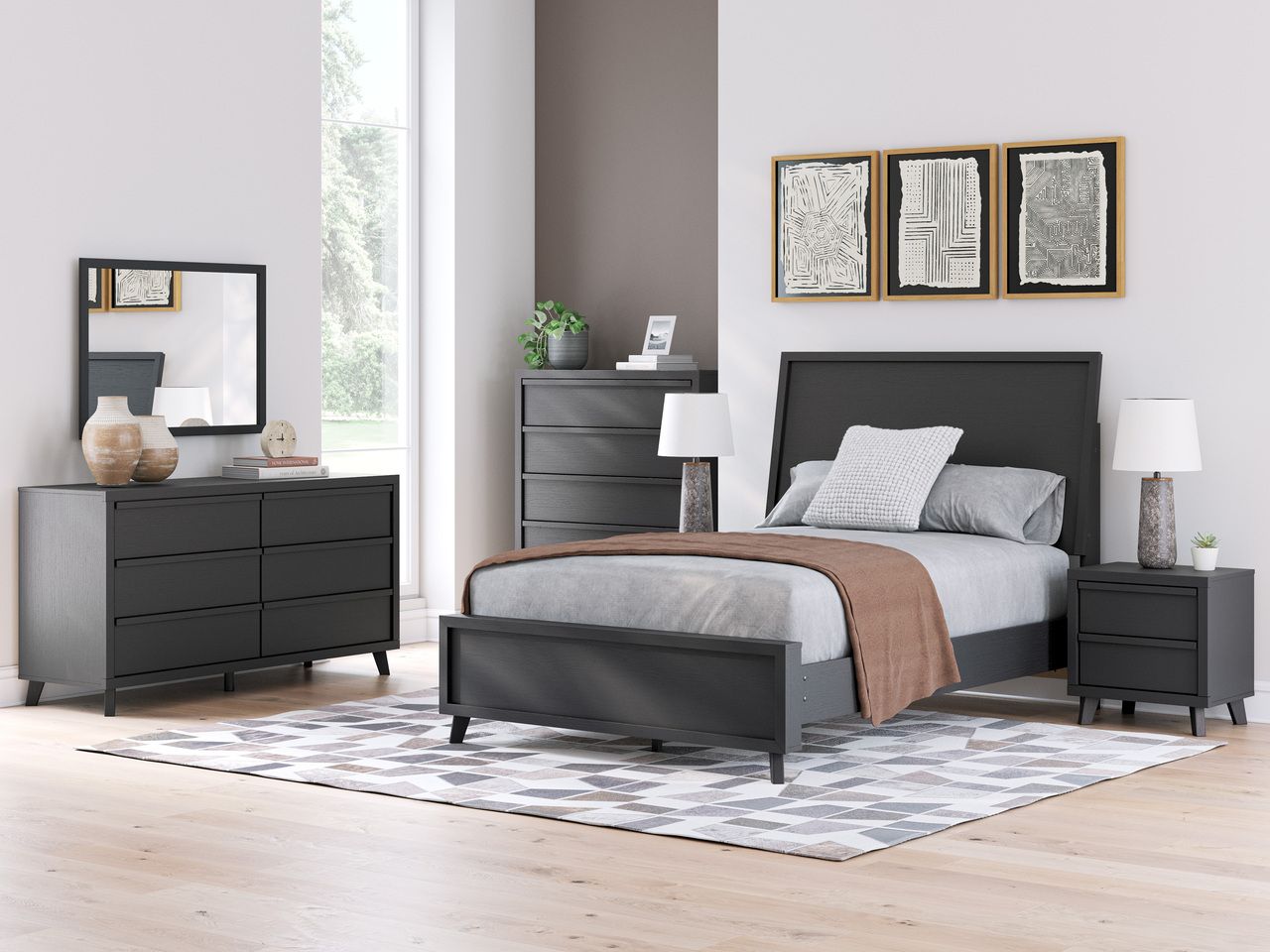 Danziar Black Six Drawer Dresser B1013231