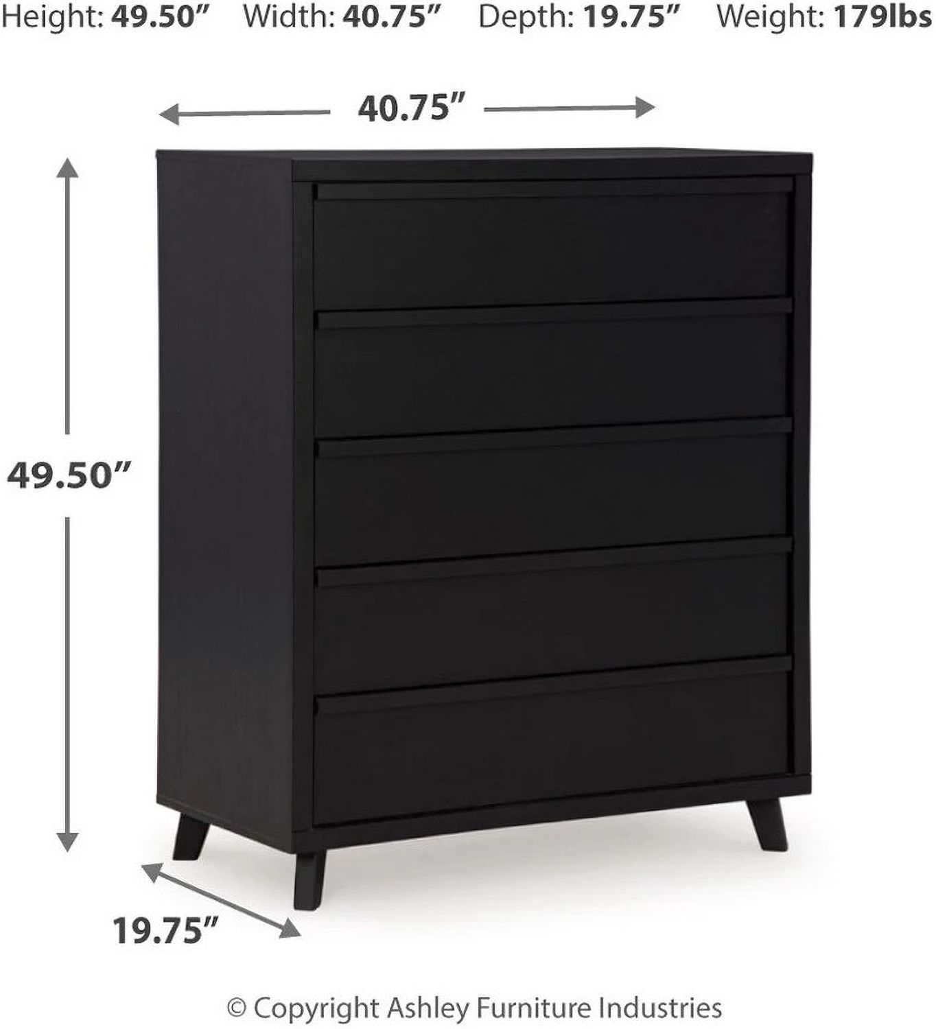 Danziar Black Five Drawer Chest B1013345