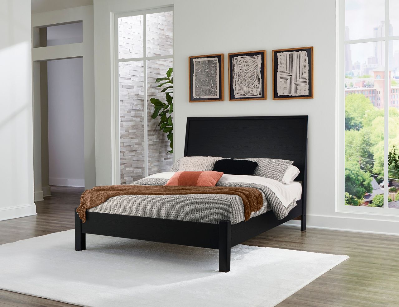 Danziar Black Queen Panel Headboard Only B101357